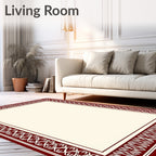 Deep Red Ornate Border Rug