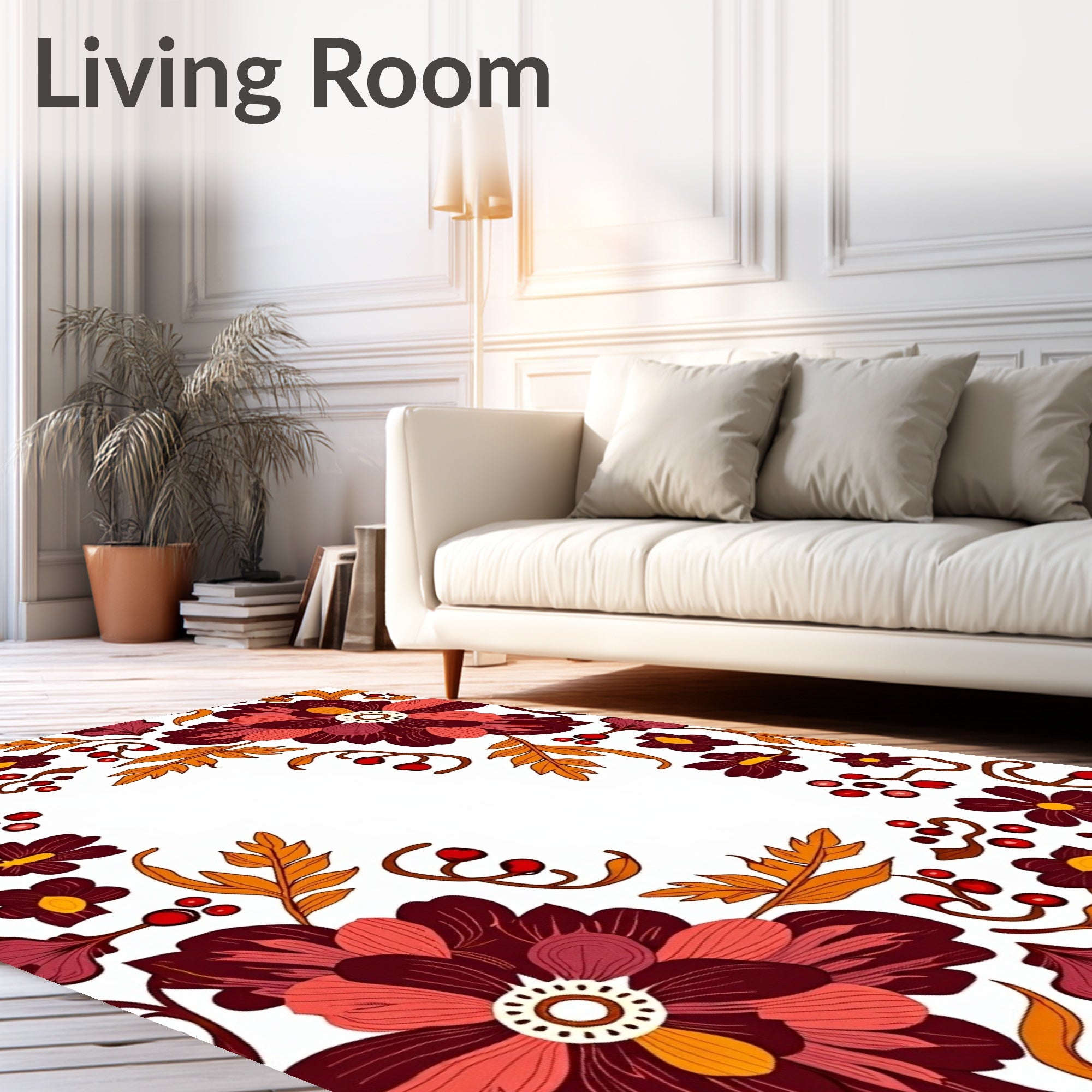 Crimson Floral Branches and BerriesRug Rug