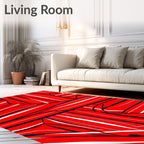 Bold Crimson Abstract Stripe Arrangement Rug