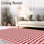 Crimson Houndstooth Geometric Repeat Rug