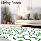 Dark Green Swirl Leaf Harmony Rug