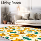 Whimsical Orange Cat Starburst Scattered Rug