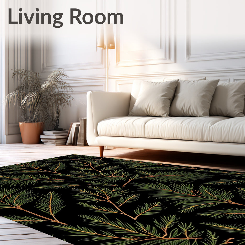 Dark Green Pine Needle All Over Rug