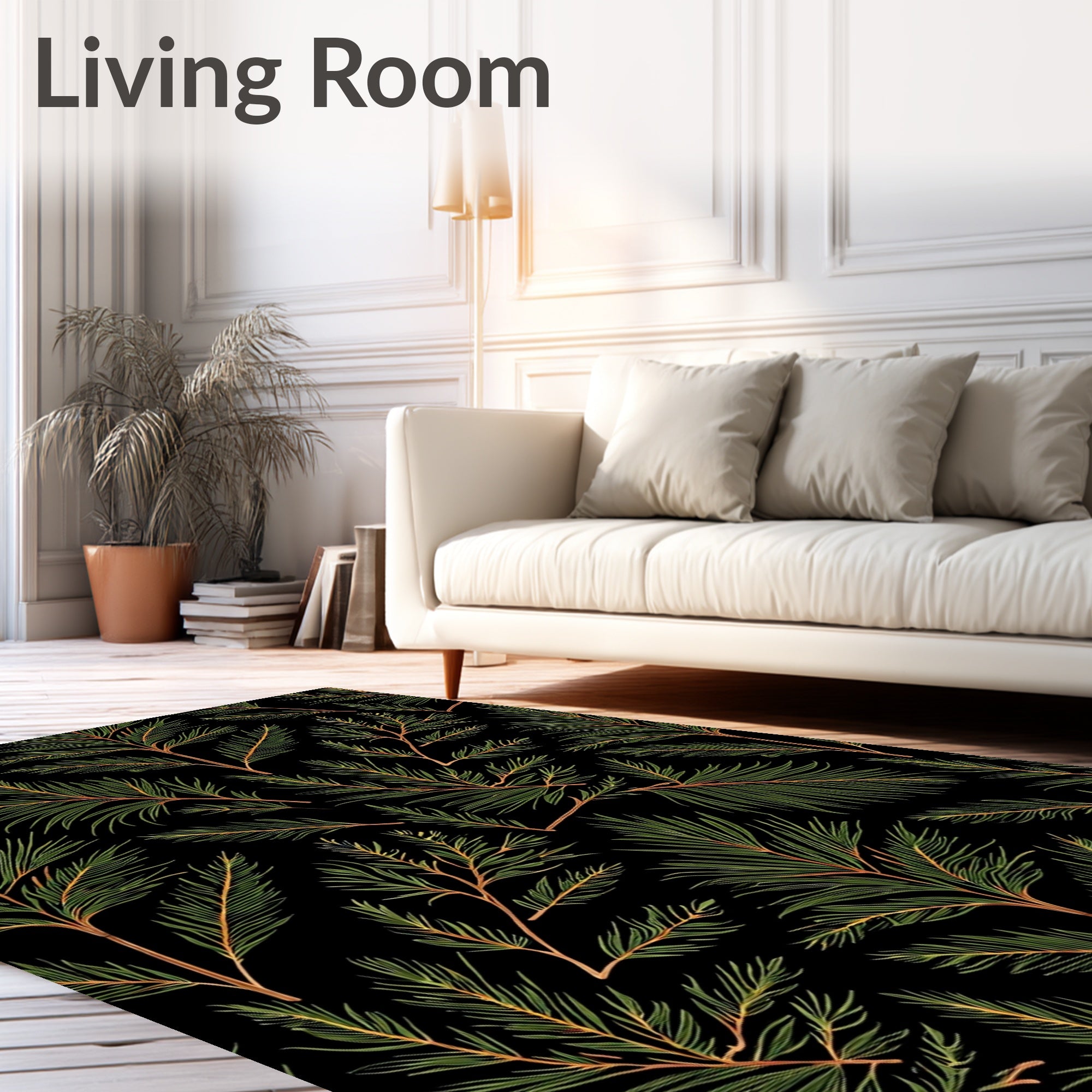 Dark Green Pine Needle All Over Rug