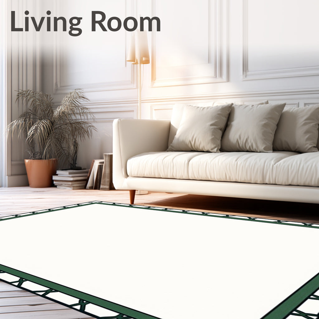 Classic Black Green Geometric Border Rug