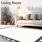 Classic Black Green Geometric Border Rug