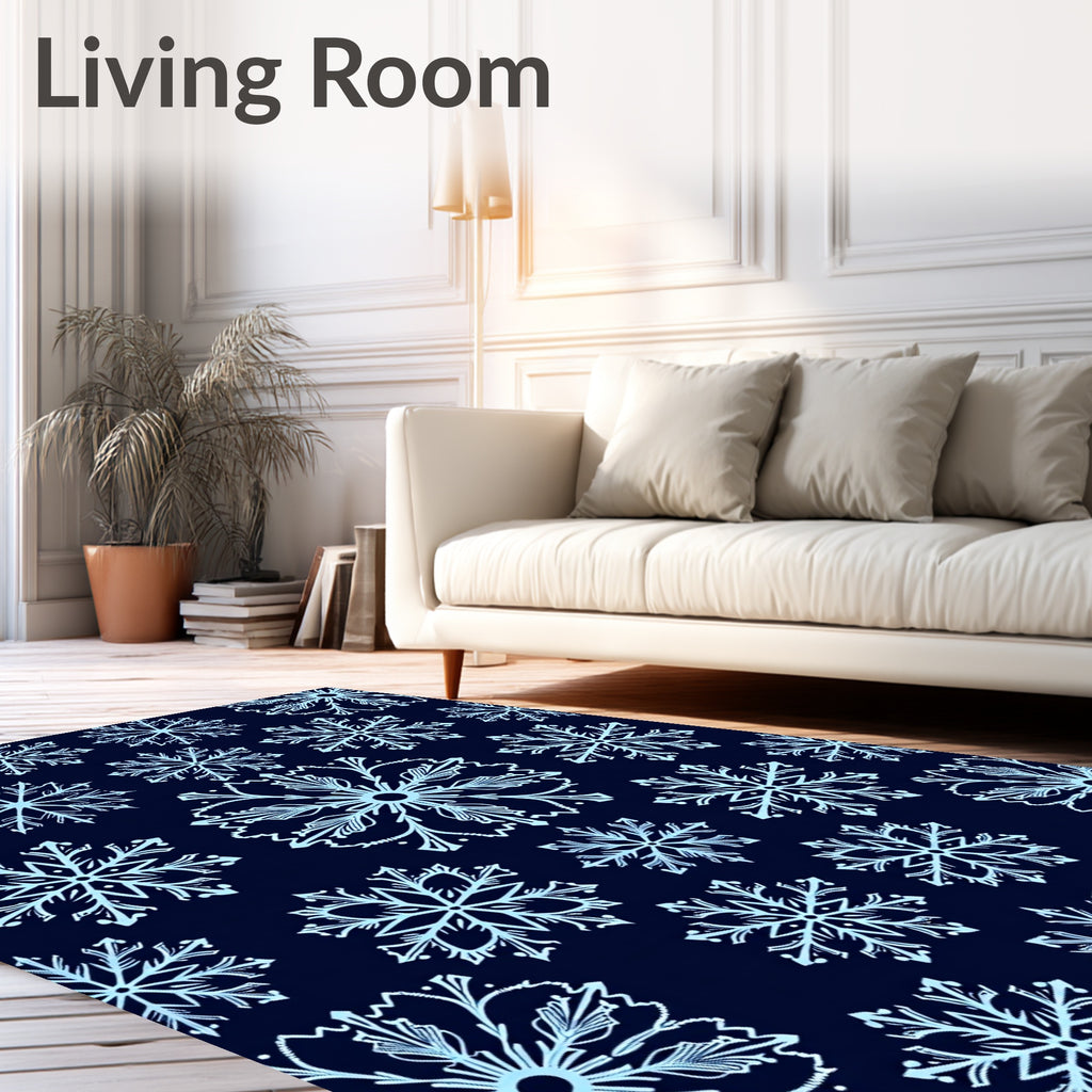 Light Blue Snowflake Cluster Background Rug