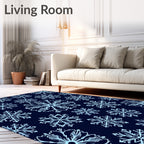 Light Blue Snowflake Cluster Background Rug