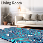 Vibrant Aqua Ink Swirls Rug