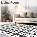 Bold Black White Horizontal Stripes Rug