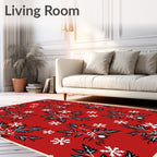 Crimson Holly Snowflake Garden Rug