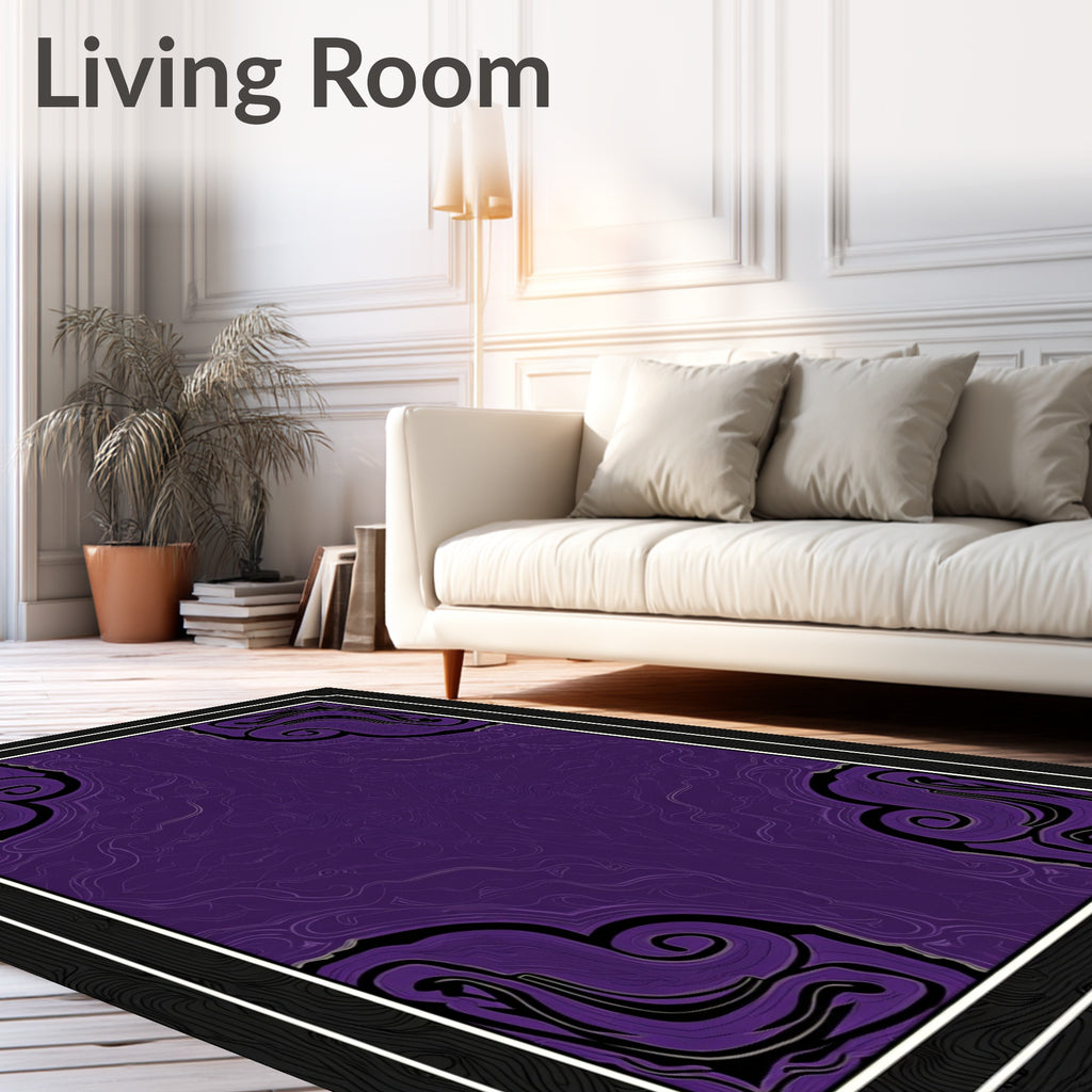 Rich Amethyst Swirl Abstract Rug