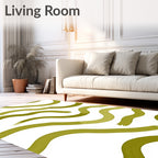 Olive Green Brushstroke Swirl Rug