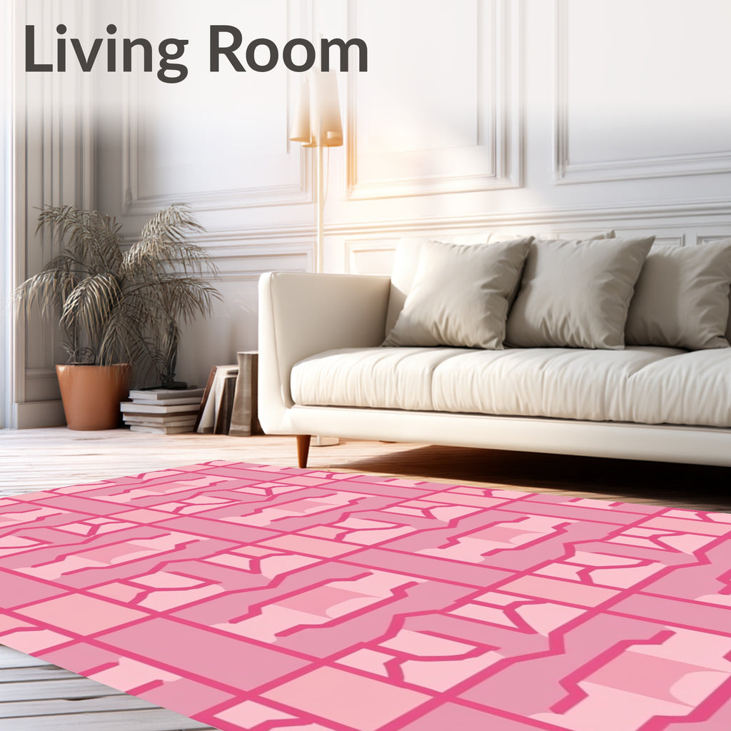 Pink Geometric Abstract Lattice Rug