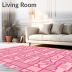 Pink Geometric Abstract Lattice Rug