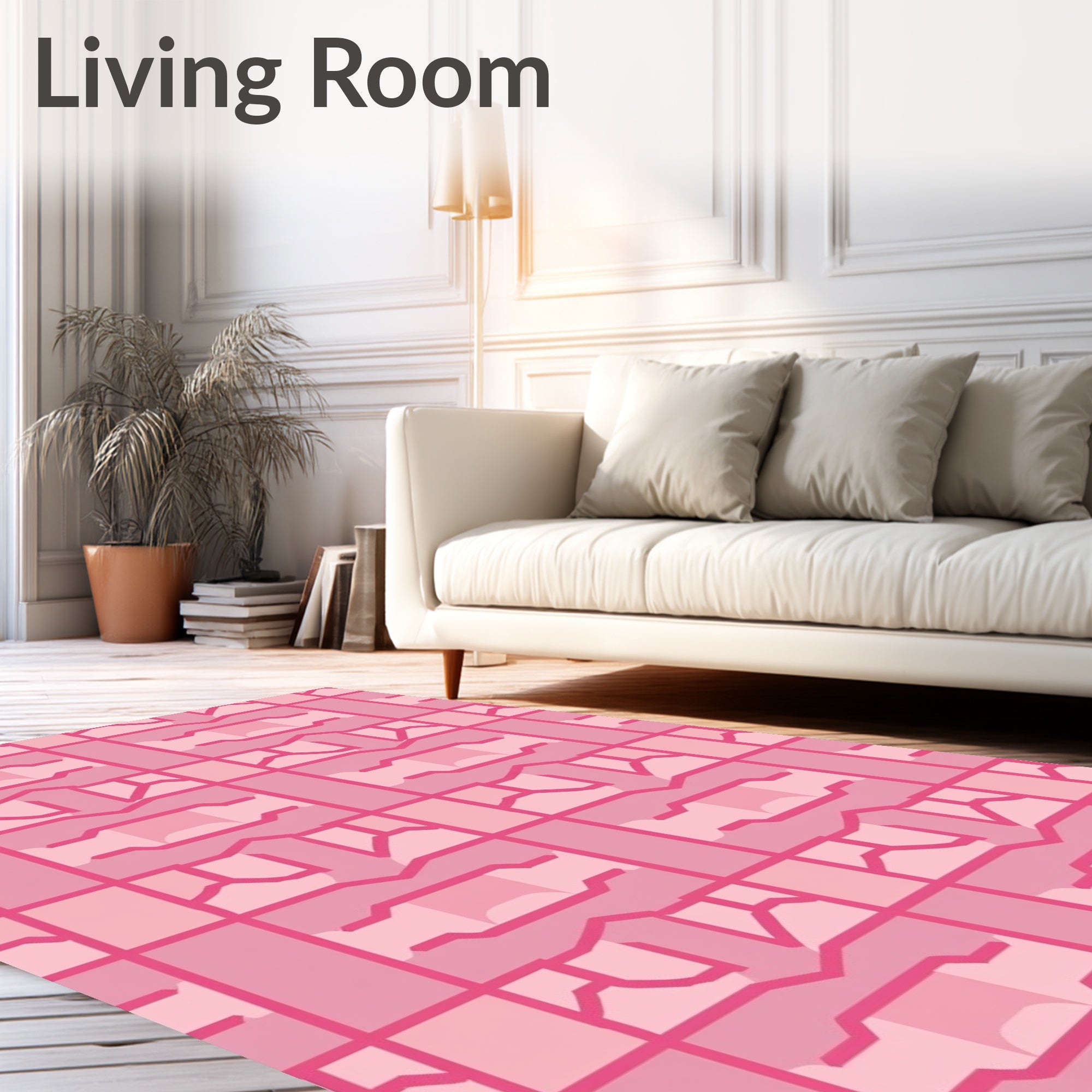 Pink Geometric Abstract Lattice Rug