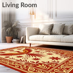 Crimson Phoenix Floral Border Rug