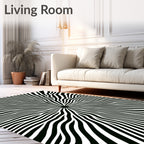 Black White Radial Burst Rug