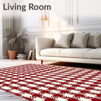Deep Cherry Houndstooth Check Rug