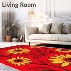 Bold Yellow Sunflower Floral Vines Rug