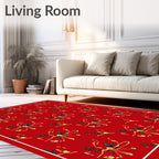 Festive Red Ribbon Green Leaf Garland Rug