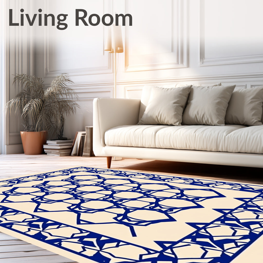 Abstract Blue Geometric Lattice Rug