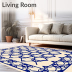 Abstract Blue Geometric Lattice Rug