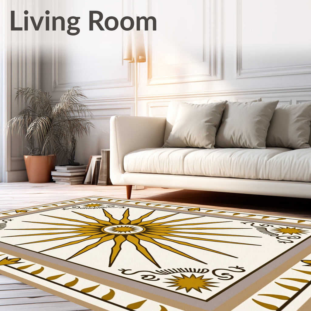 Golden Sun Burst Radial Medallion Rug