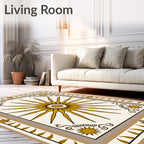 Golden Sun Burst Radial Medallion Rug