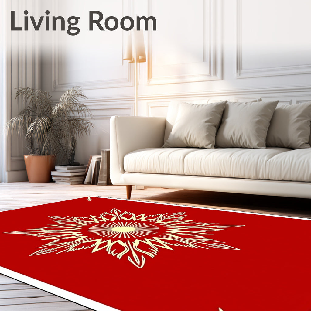 Crimson Sunburst Star Medallion Rug