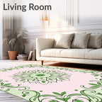 Soft Green Floral Mandala Garden Rug