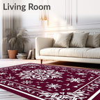 Deep Red Snowflake Medallion Rug