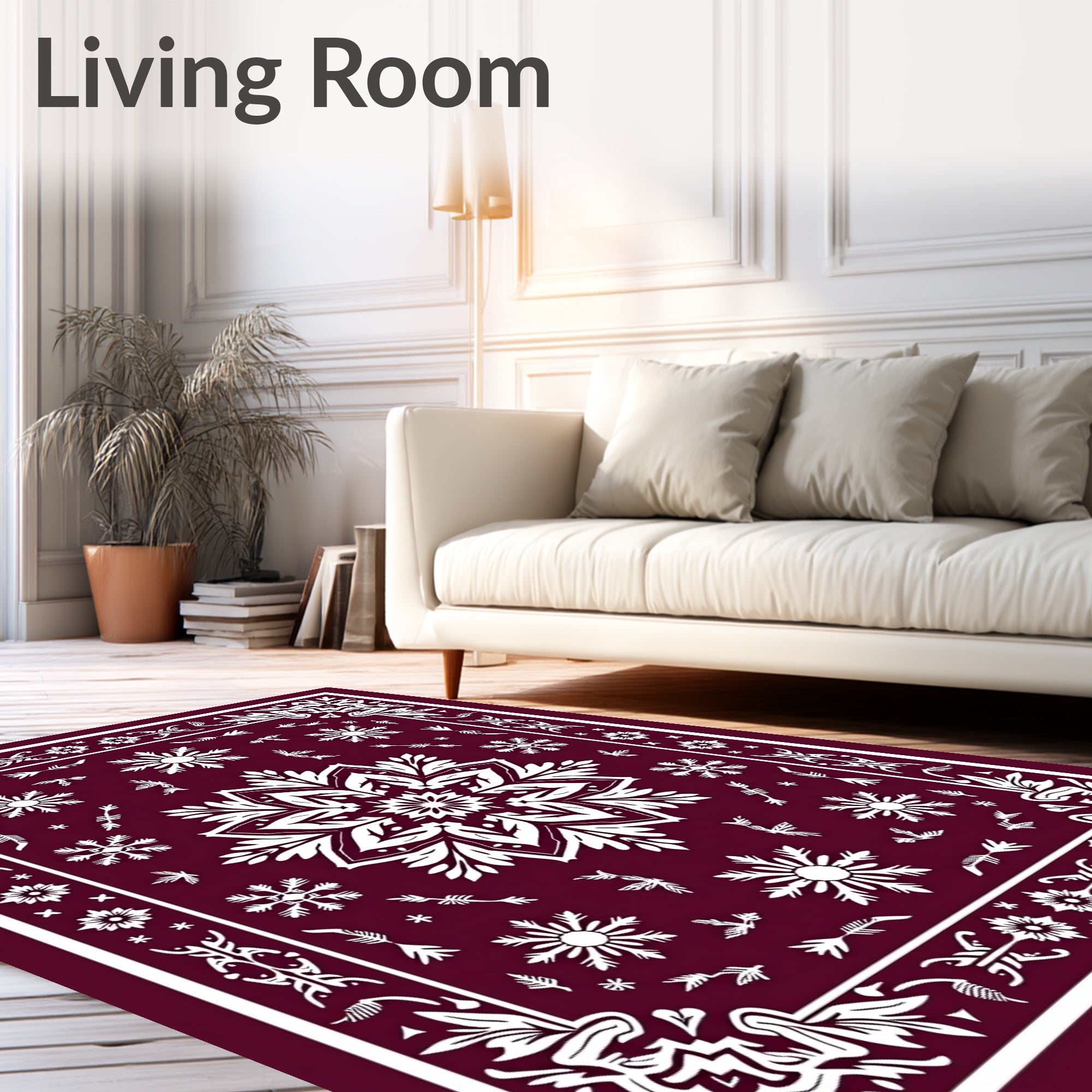 Deep Red Snowflake Medallion Rug