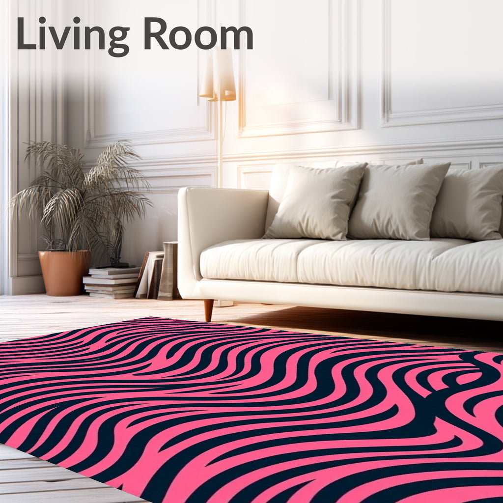 Bold Pink Abstract Wave Rug