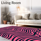 Bold Pink Abstract Wave Rug