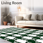Forest Green White Lattice Vine Rug