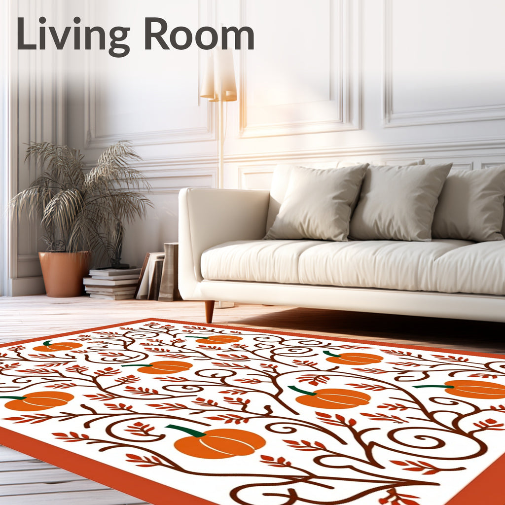 Autumn Pumpkin Vine Swirls Rug