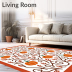 Autumn Pumpkin Vine Swirls Rug