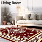 Deep Red Ornate Floral Lattice Rug
