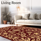 Crimson and Gold Floral Garden Border Rug
