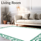 Emerald Green Floral Scroll Border Rug