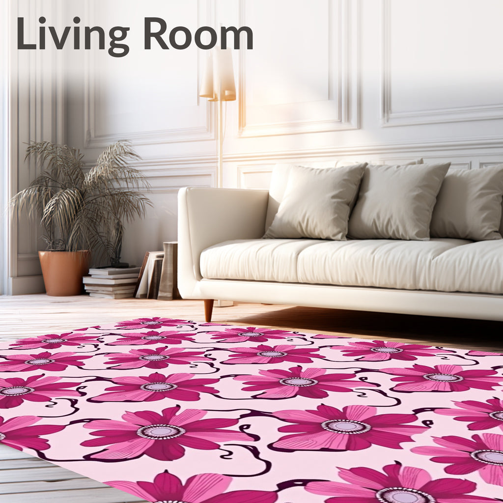 Pink Floral Medallion Arrangement Rug