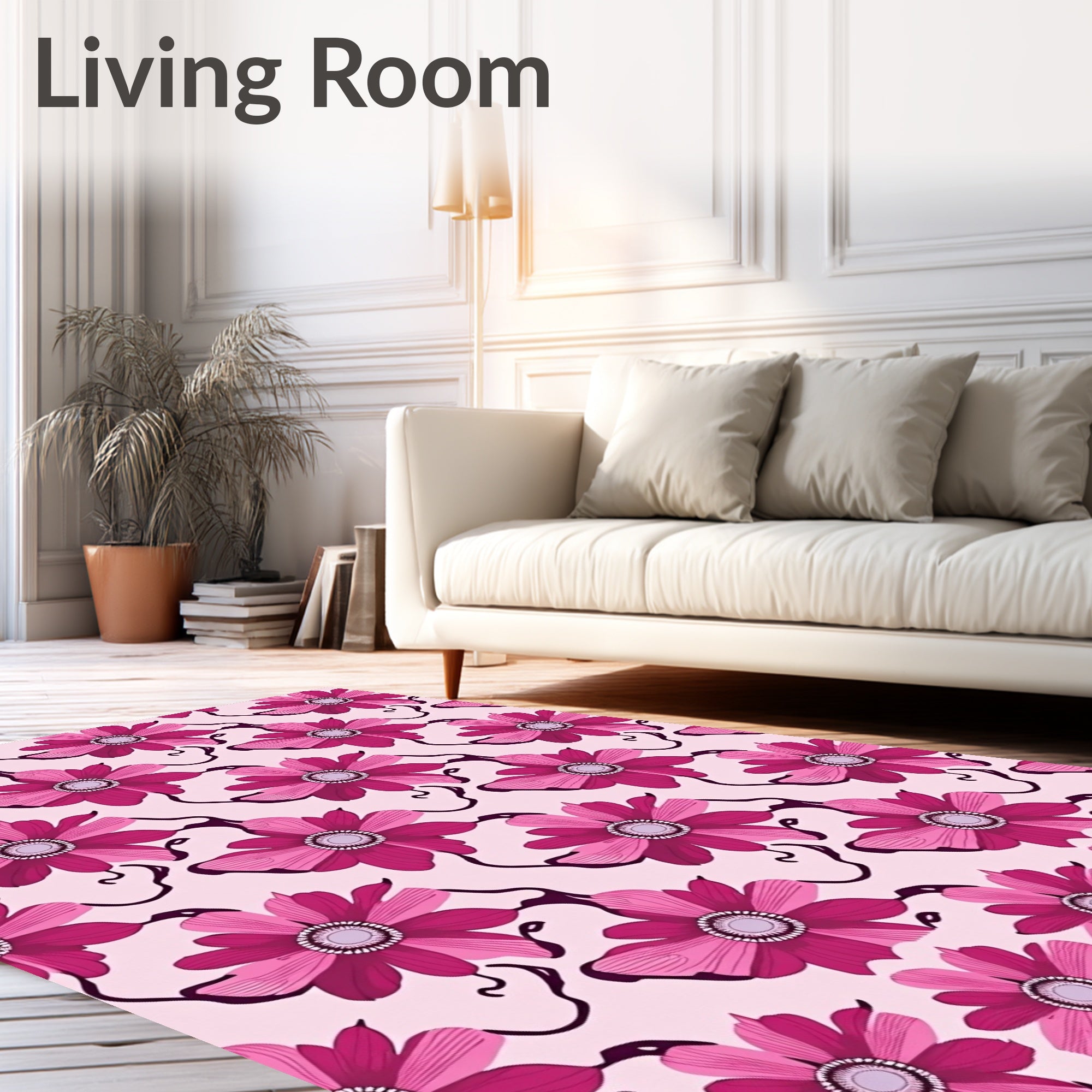 Pink Floral Medallion Arrangement Rug