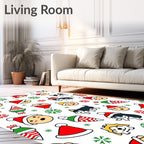 Festive Christmas Faces Dogs Treats Rug