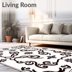 Ornate Dark Brown Floral Vine Rug