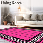 Hot Pink Vertical Stripe Geometric Rug