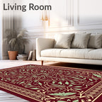 Burgundy Botanical Vine Border Rug
