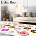 Playful Pink Blue Donut Characters Rug