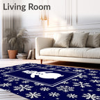 Winter Snowman Snowflake Navy Rug