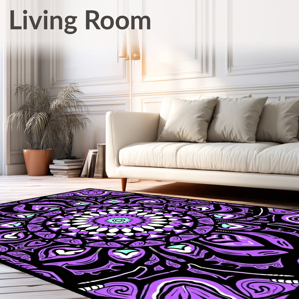 Vibrant Purple Mandala Swirl Rug